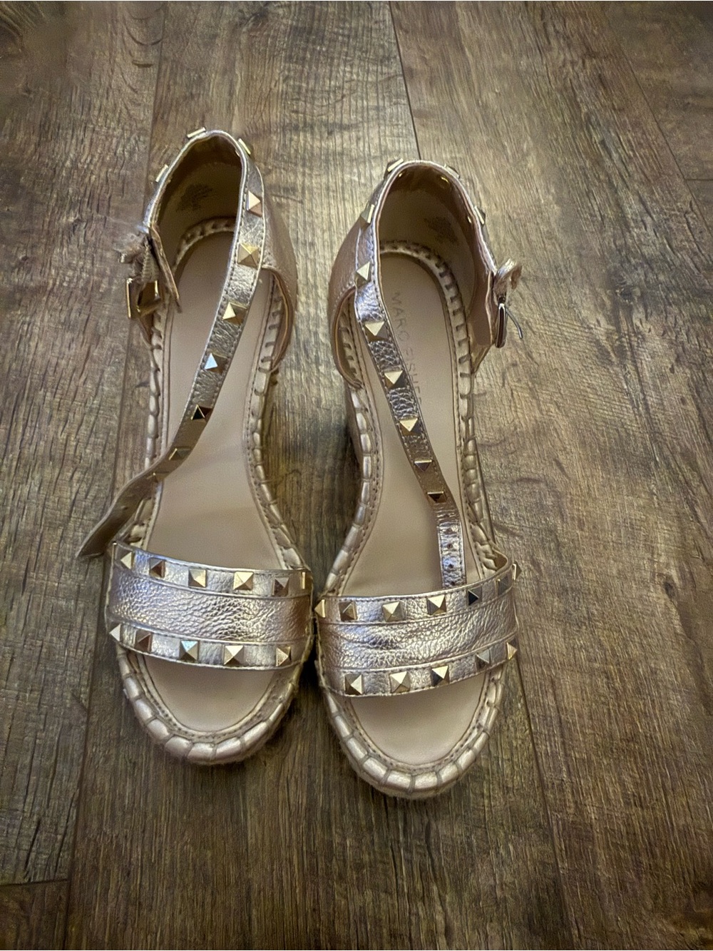 Marc Fisher Metallic Rose Gold Studded Platform Sandal